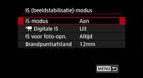 Ingebouwde beeldstabilisatie uitschakelen