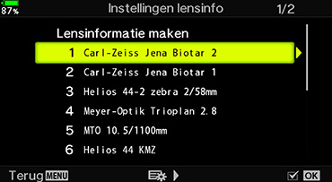 Lens informatie toevoegen